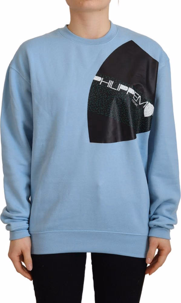 Philippe Model Light Blue Logo Printed Long Sleeves Sweater