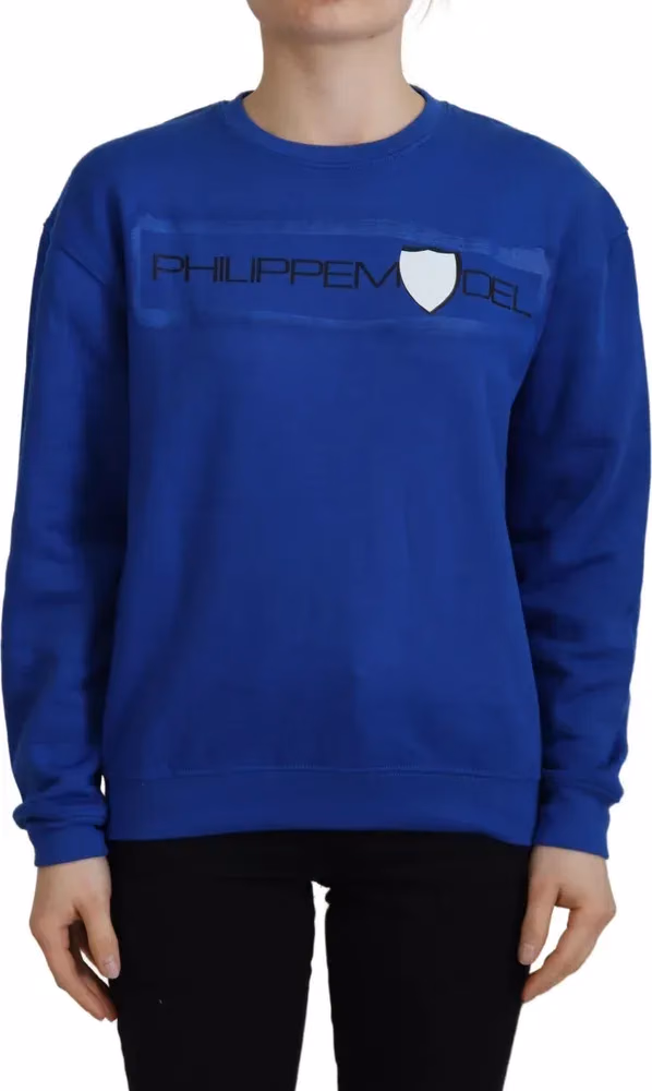 Philippe Model Blue Printed Long Sleeves Pullover Sweater