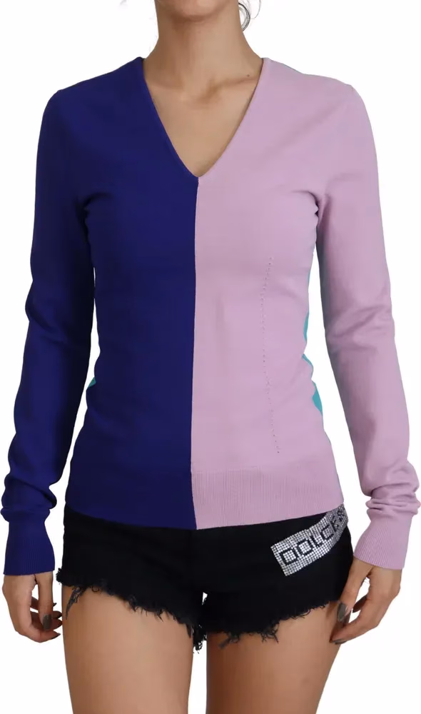 Dolce & Gabbana Multicolor V-neck Viscose Long Sleeves Sweater