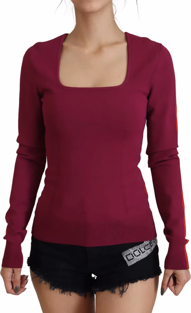 Dolce & Gabbana Multicolor Viscose Square Neck Pullover Sweater