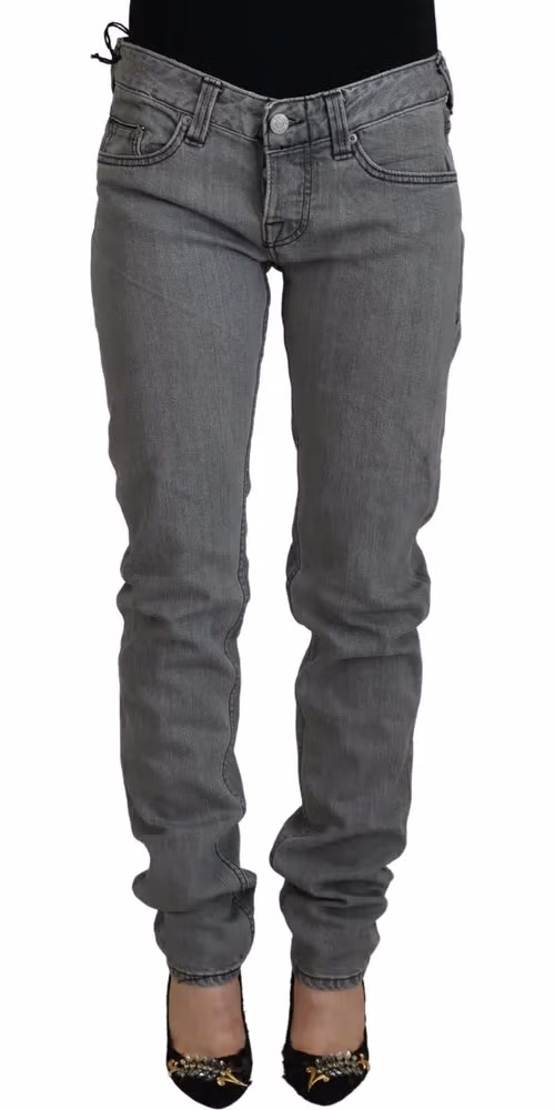 Care Label Gray Washed Cotton Skinny Women Casual Denim Jeans