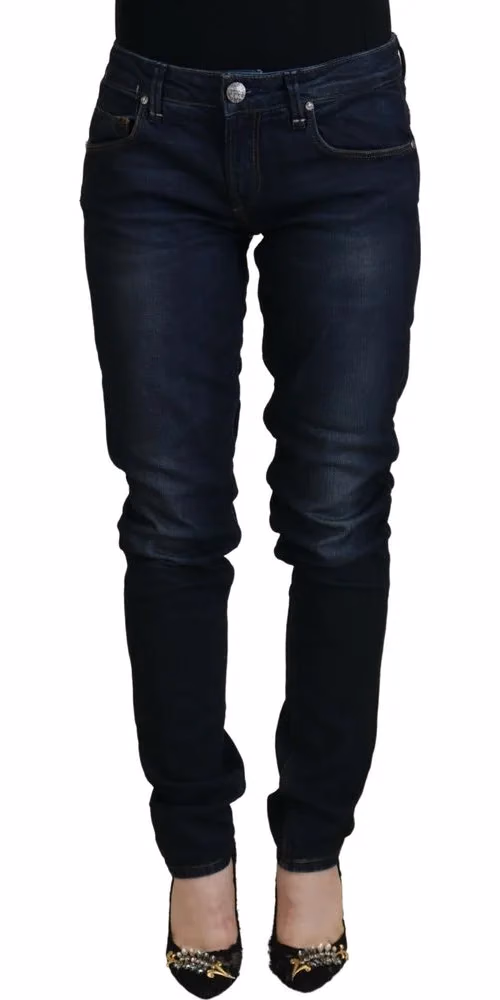 Acht Blue Cotton Skinny Low Waist Women Casual Denim Jeans