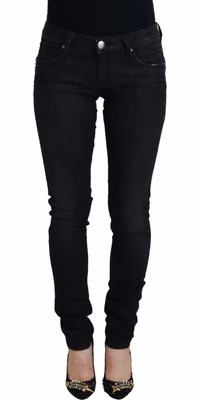 Black Cotton Slim Fit Women Casual Denim Jeans