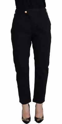 Black Cotton Baggy High Waist Women Pants