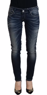 Blue Washed Cotton Slim Fit Women Denim Jeans