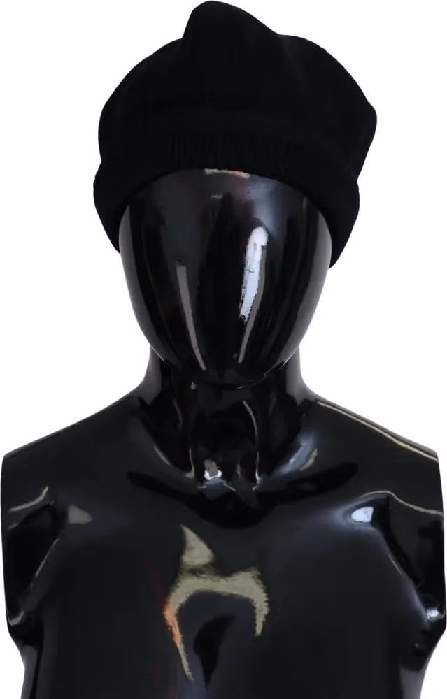 Dolce & Gabbana Black Virgin Wool Women Winter Beanie Cap Hat