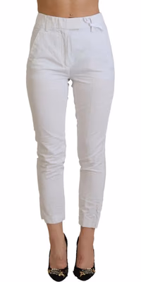 White High Waist Tapered Women Pants