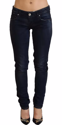Blue Low Waist Slim Fit Women Denim Jeans