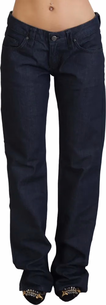 Exte Dark Blue Low Waist Straight Fit Women Denim Jeans