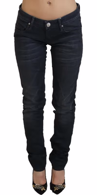 Black Washed Low Waist Slim Fit Cotton Denim Jeans