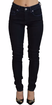 Dark Blue Low Waist Slim Fit Women Denim Jeans