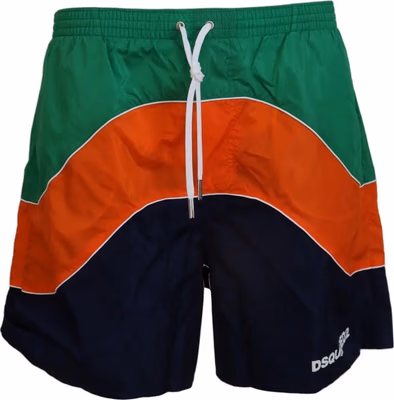 Multicolor Logo Print Men Beachwear Swimwear Short