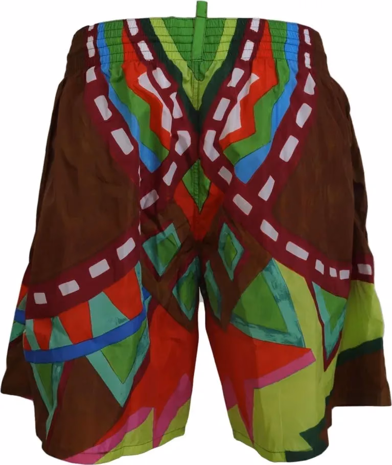 Dsquared² Multicolor Printed Men Beachwear Swimwear Short