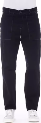 Blue Cotton Men Pant
