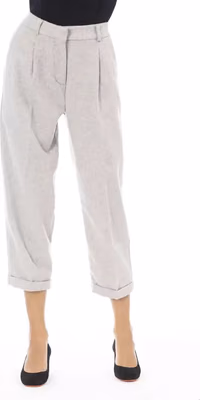 Gray Wool Women Trouser