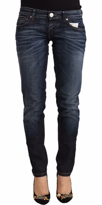 Blue Washed Cotton Low Waist Skinny Denim Jeans