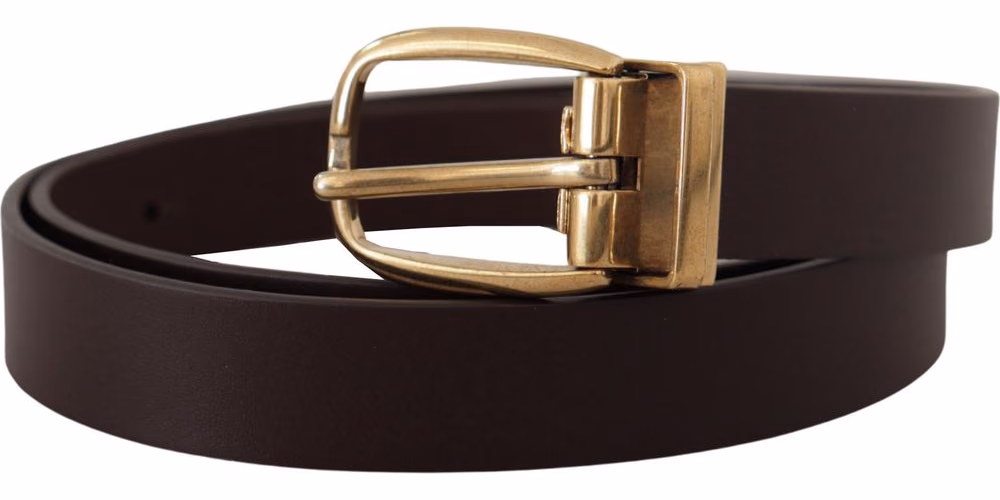 Dolce & Gabbana Dark Brown Calf Leather Gold Tone Metal Buckle