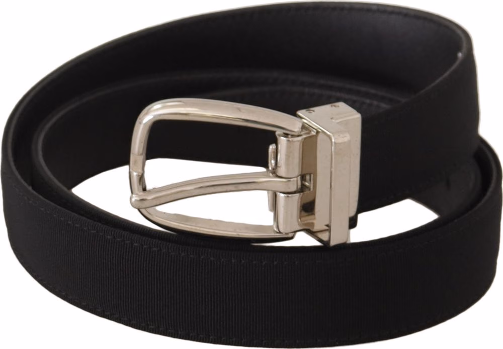 Dolce & Gabbana Belt Black Calf Leather Silver Tone Metal Buckle
