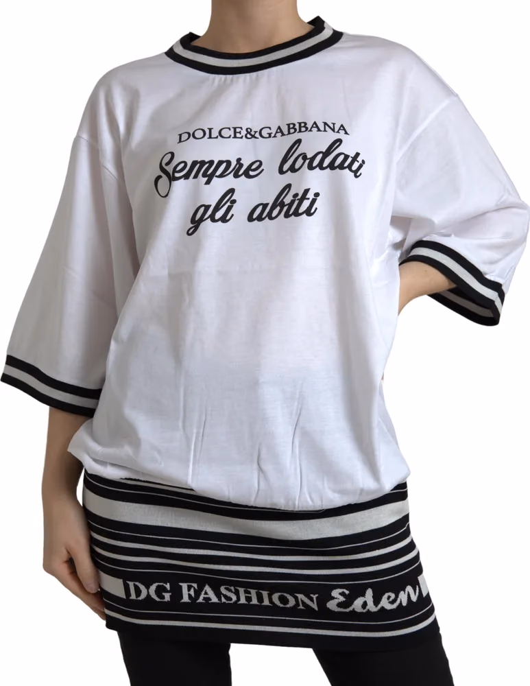 Dolce & Gabbana White Cotton DG Fashion Crew Neck Tee T-shirt