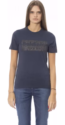 Blue Cotton Women T-Shirt