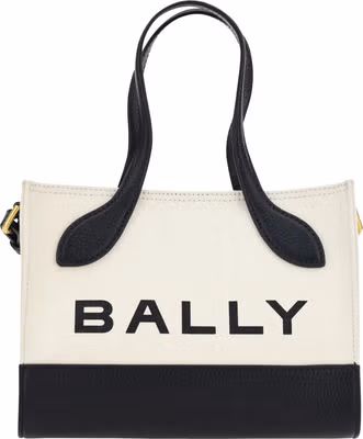 White and Black Leather Mini Handbag