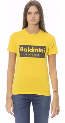 Yellow Cotton Women T-Shirt