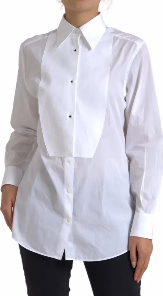 Dolce & Gabbana Cotton Collared Long Sleeves Shirt White