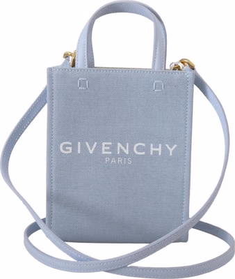 Blue Coated Canvas Vertical Cloud Mini Shoulder Bag