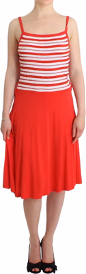 Red striped jersey A-line dress