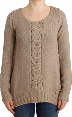 Beige knitted wool sweater