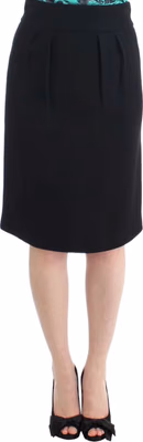 Black wool pencil skirt