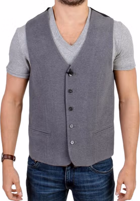 Gray cotton blend casual vest