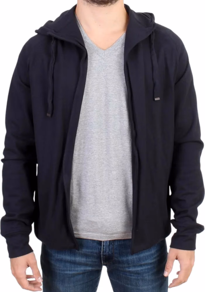 Costume National Blue hooded cotton sweater