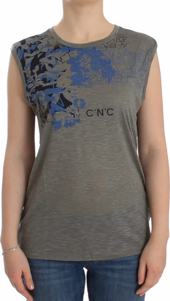 Costume National Gray print sleeveless t-shirt