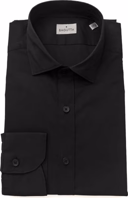 Black Cotton Men's Slim Shirt