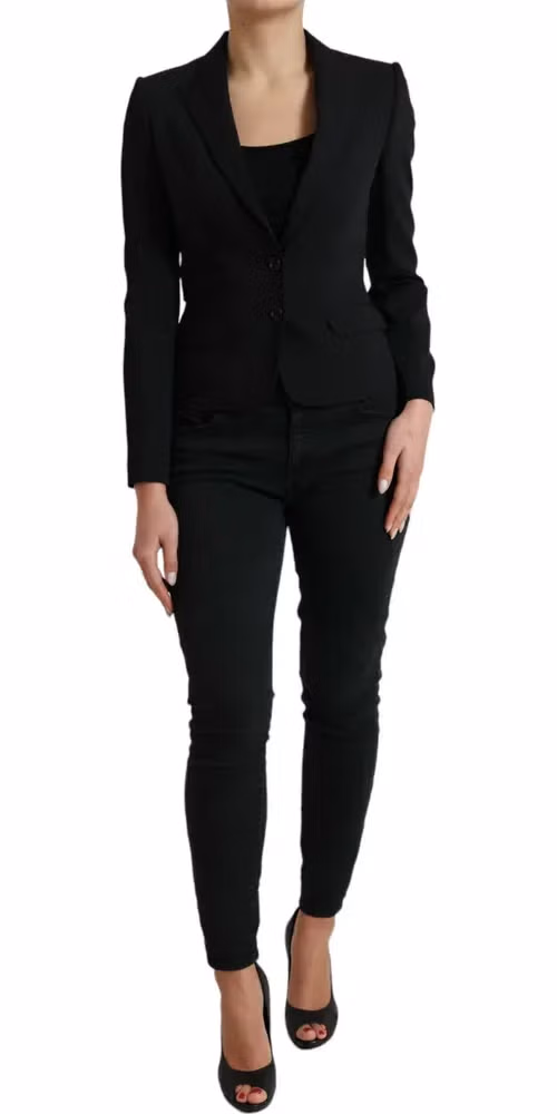 Dolce & Gabbana Black Wool Single Breasted Blazer Coat Jacket