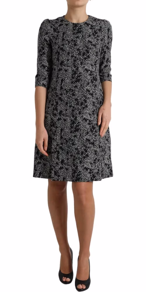 Dolce & Gabbana Black Chevron Polyester Shift Mini Dress