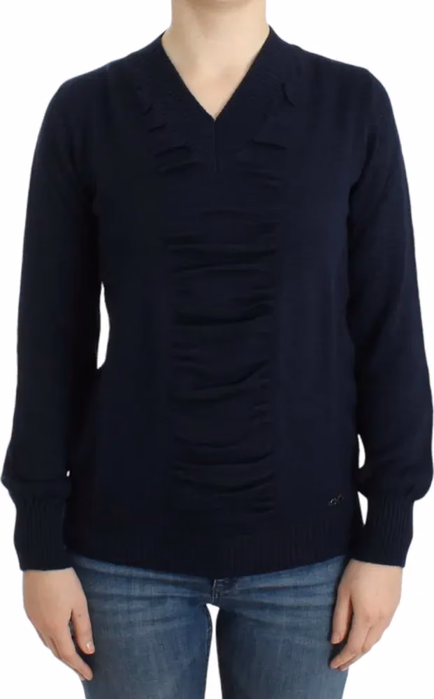 Costume National Dark blue V-neck wool sweater