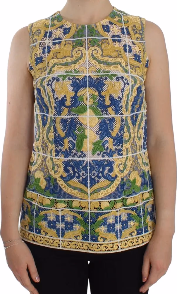 Dolce & Gabbana Multicolor Majolica Embroidered Sweater