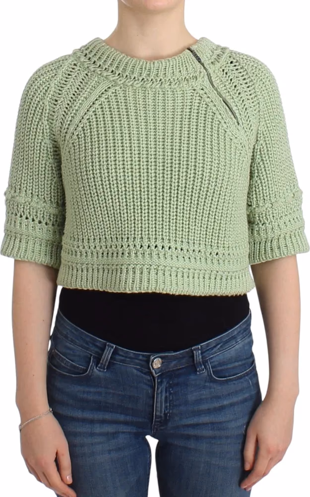 Ermanno Scervino Green Cropped Knit Sweater Knitted Jumper