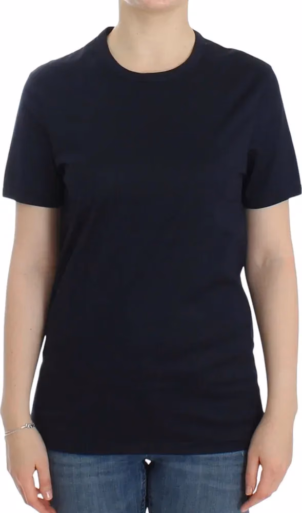 Ermanno Scervino Lingerie Blue Crewneck Cotton Logo T-shirt