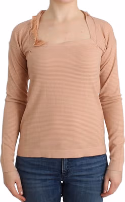 Orange Wool Blend Striped Long Sleeve Top
