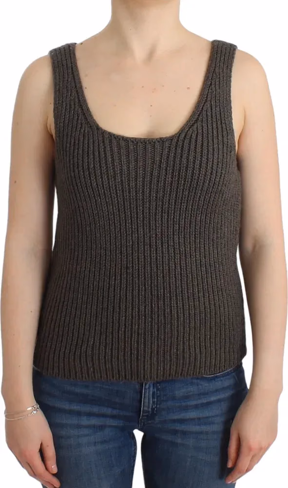 Ermanno Scervino Gray Knit Top Knitted Sweater Merino Wool