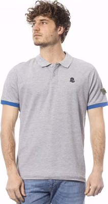 Gray Cotton Men Polo Shirt