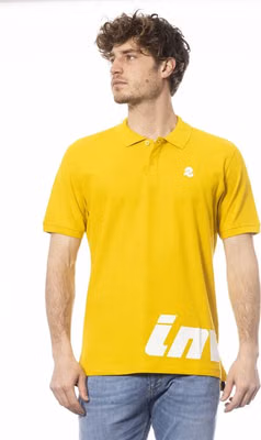 Yellow Cotton Men Polo Shirt