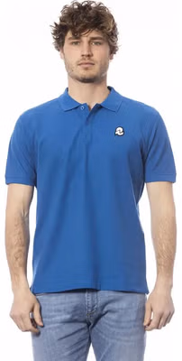 Blue Cotton Men Polo Shirt