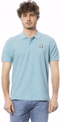 Light Blue Cotton Men Polo Shirt