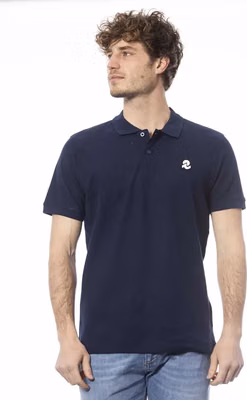 Blue Cotton Men's Polo Shirt