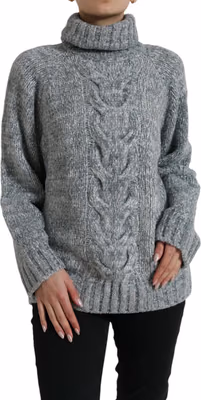 Gray Cashmere Turtle Neck Pullover Sweater