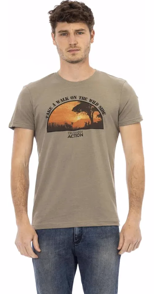 Trussardi Action Green Cotton Men T-Shirt